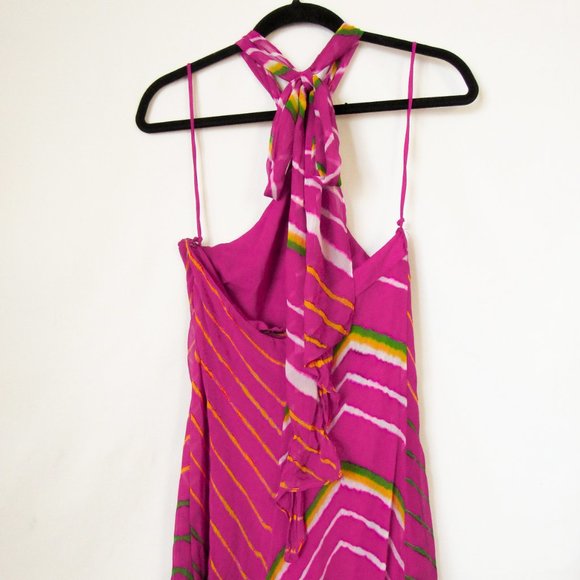POLO RALPH LAUREN Pink Silk Summer Halter Dress Gorgeous Dyed Maxi Barbie SZ-10 - Picture 7 of 14